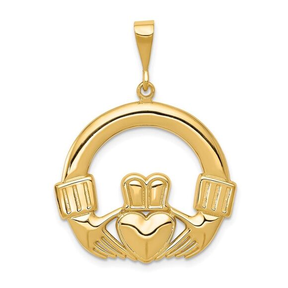 14k Yellow Gold Claddagh Pendant
